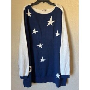 Belle Kim Gravel blue & white long sleeve sweater-size 2X